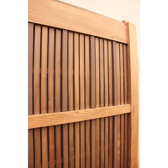 総欅一枚板の格子蔵戸　W483 