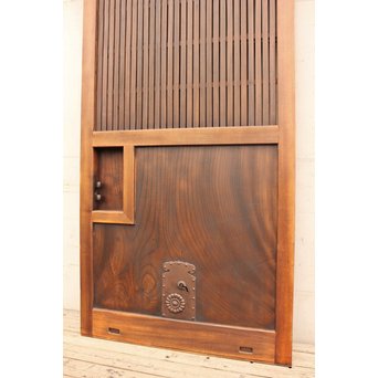 総欅一枚板の格子蔵戸　W483 