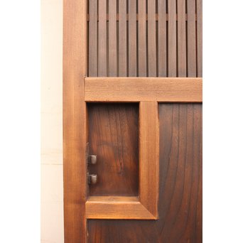 総欅一枚板の格子蔵戸　W483 