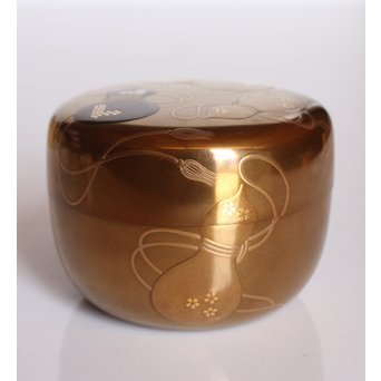 表千家14代而妙斎花押　一后一兆　沃懸地六瓢蒔絵平棗　K318 