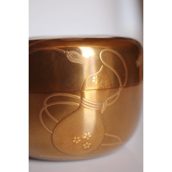 表千家14代而妙斎花押　一后一兆　沃懸地六瓢蒔絵平棗　K318 