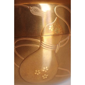 表千家14代而妙斎花押　一后一兆　沃懸地六瓢蒔絵平棗　K318 