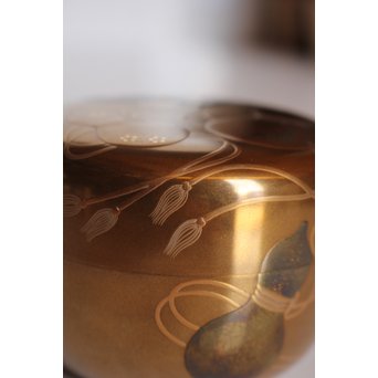 表千家14代而妙斎花押　一后一兆　沃懸地六瓢蒔絵平棗　K318 