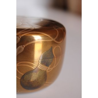 表千家14代而妙斎花押　一后一兆　沃懸地六瓢蒔絵平棗　K318 