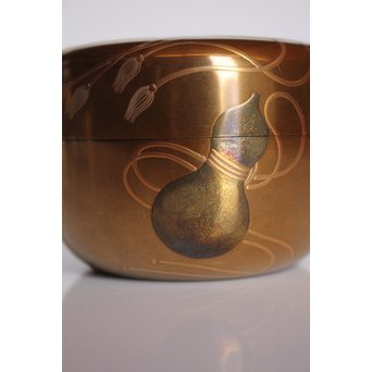 表千家14代而妙斎花押　一后一兆　沃懸地六瓢蒔絵平棗　K318 