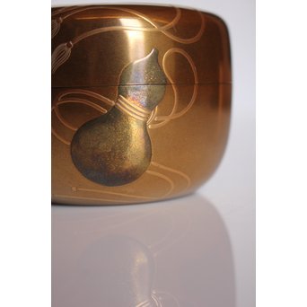 表千家14代而妙斎花押　一后一兆　沃懸地六瓢蒔絵平棗　K318 