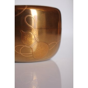 表千家14代而妙斎花押　一后一兆　沃懸地六瓢蒔絵平棗　K318 