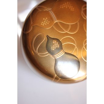 表千家14代而妙斎花押　一后一兆　沃懸地六瓢蒔絵平棗　K318 