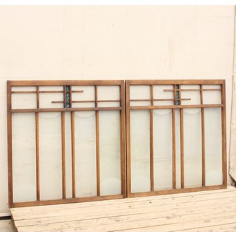 青色プレスガラスの小型窓/ガラス戸　2枚1組　GD952 