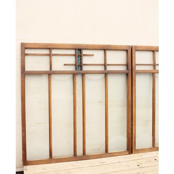 青色プレスガラスの小型窓/ガラス戸　2枚1組　GD952 