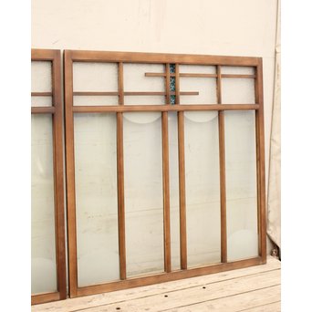 青色プレスガラスの小型窓/ガラス戸　2枚1組　GD952 