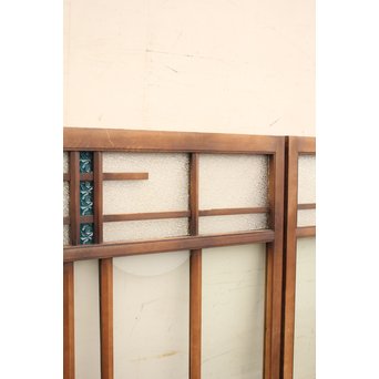 青色プレスガラスの小型窓/ガラス戸　2枚1組　GD952 