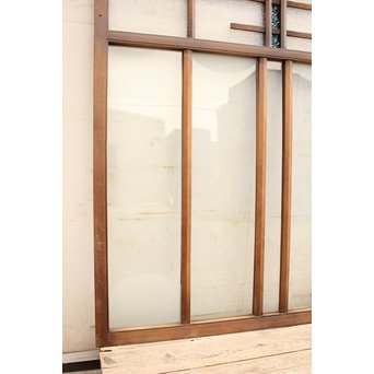 青色プレスガラスの小型窓/ガラス戸　2枚1組　GD952 