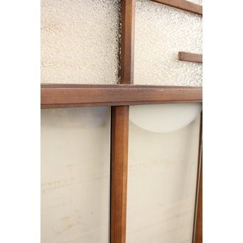 青色プレスガラスの小型窓/ガラス戸　2枚1組　GD952 