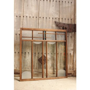 青色プレスガラスの小型窓/ガラス戸　2枚1組　GD952