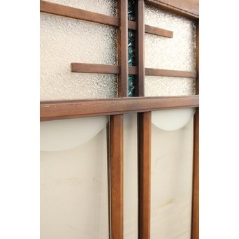 青色プレスガラスの小型窓/ガラス戸　2枚1組　GD952 