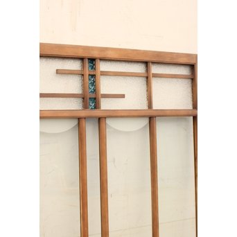 青色プレスガラスの小型窓/ガラス戸　2枚1組　GD952 