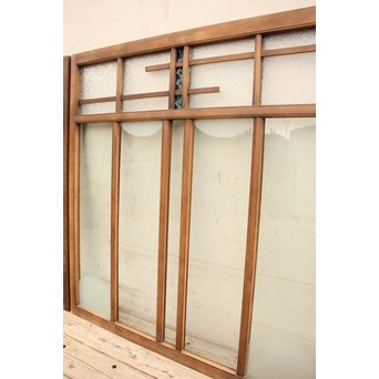 青色プレスガラスの小型窓/ガラス戸　2枚1組　GD952 