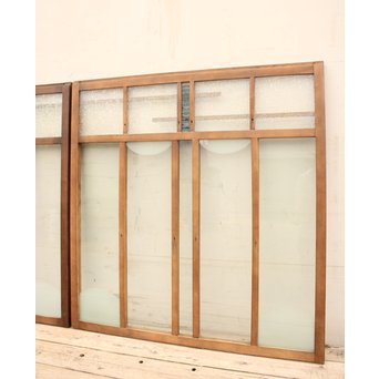 青色プレスガラスの小型窓/ガラス戸　2枚1組　GD952 