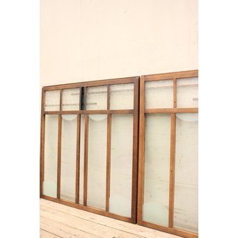 青色プレスガラスの小型窓/ガラス戸　2枚1組　GD952 