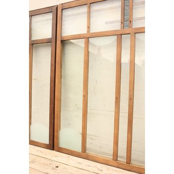 青色プレスガラスの小型窓/ガラス戸　2枚1組　GD952 