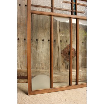 青色プレスガラスの小型窓/ガラス戸　2枚1組　GD952 