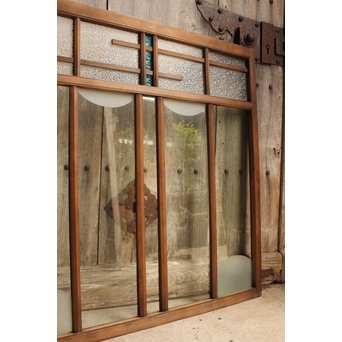 青色プレスガラスの小型窓/ガラス戸　2枚1組　GD952 