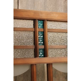 青色プレスガラスの小型窓/ガラス戸　2枚1組　GD952 