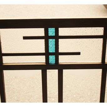 青色プレスガラスの小型窓/ガラス戸　2枚1組　GD952 