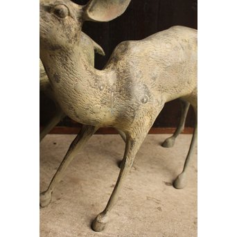 古銅鹿の置物　雄雌つがい　S2780 