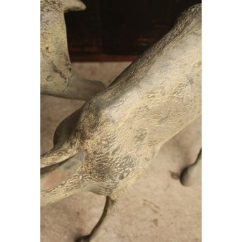 古銅鹿の置物　雄雌つがい　S2780 