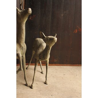 古銅鹿の置物　雄雌つがい　S2780 