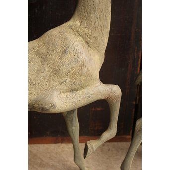 古銅鹿の置物　雄雌つがい　S2780 