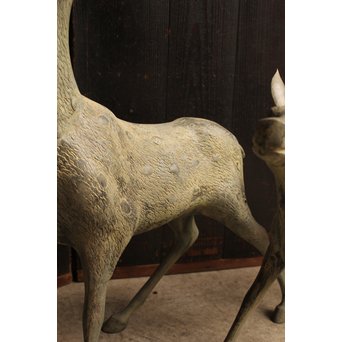 古銅鹿の置物　雄雌つがい　S2780 