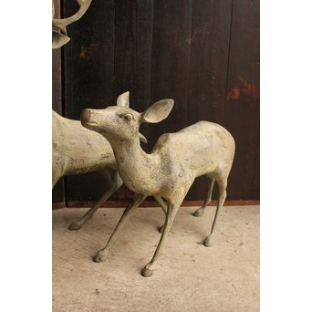 古銅鹿の置物　雄雌つがい　S2780 