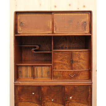 意匠桑の細工茶箪笥　I378 