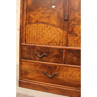 意匠桑の細工茶箪笥　I378 