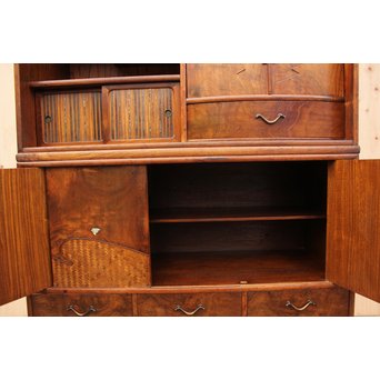 意匠桑の細工茶箪笥　I378 