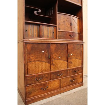 意匠桑の細工茶箪笥　I378 