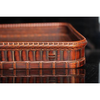 竹巧斎作　竹工芸煎茶盆　K327 