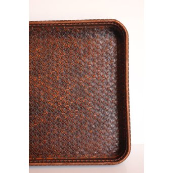 竹巧斎作　竹工芸煎茶盆　K327 