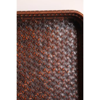 竹巧斎作　竹工芸煎茶盆　K327 