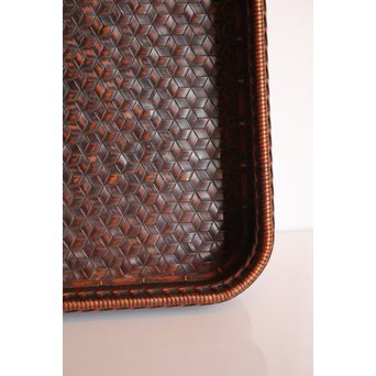 竹巧斎作　竹工芸煎茶盆　K327 