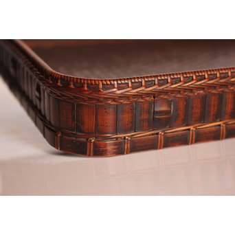 竹巧斎作　竹工芸煎茶盆　K327 