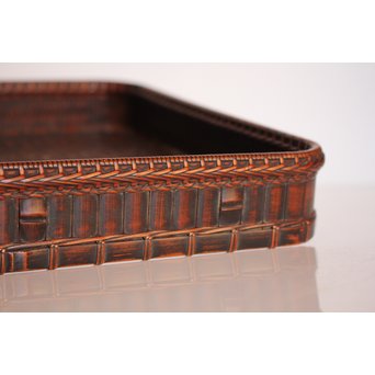 竹巧斎作　竹工芸煎茶盆　K327 