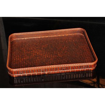 竹巧斎作　竹工芸煎茶盆　K327 