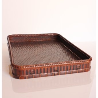 竹巧斎作　竹工芸煎茶盆　K327 