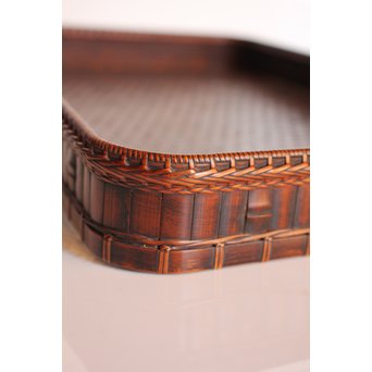 竹巧斎作　竹工芸煎茶盆　K327 