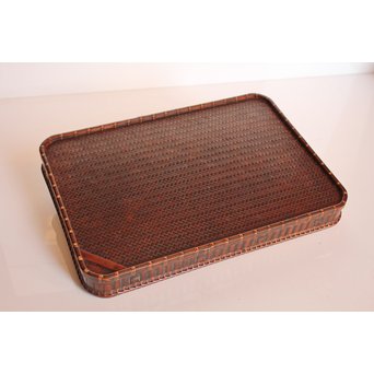 竹巧斎作　竹工芸煎茶盆　K327 