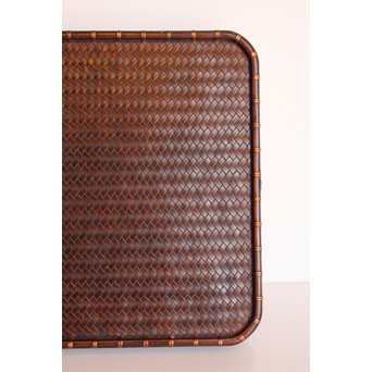 竹巧斎作　竹工芸煎茶盆　K327 